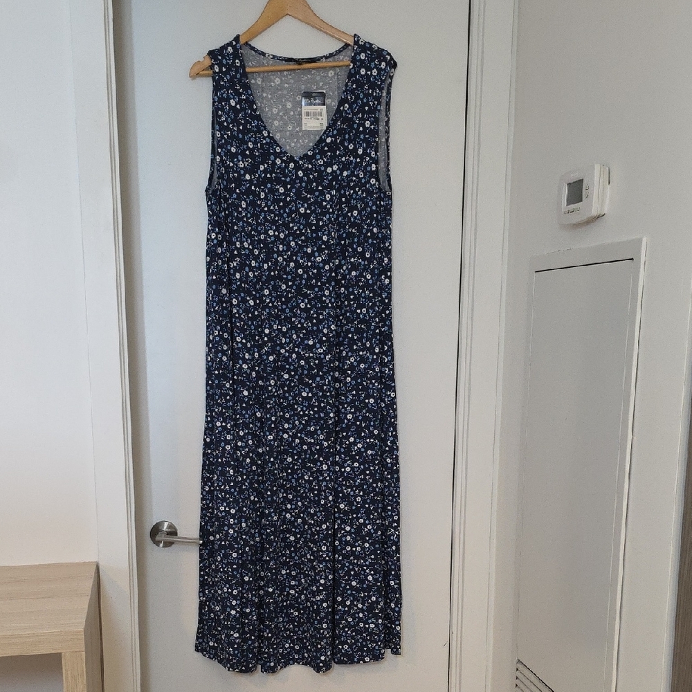 Ulla Popken Blue Floral Sleeveless Maxi Dress